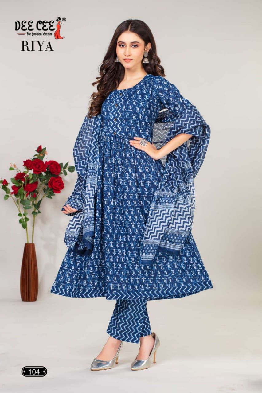 Riya By Dee Cee Cotton Flaired Printed Kurti Bottom With Dupatta Wholesale Market In Surat With Price
